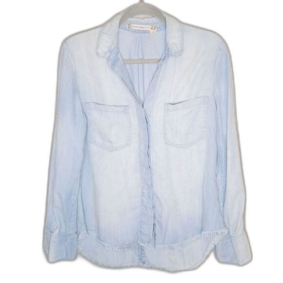 Chelsea & Violet Women's Denim Frayed Button Down Size Small - Picture 1 of 6